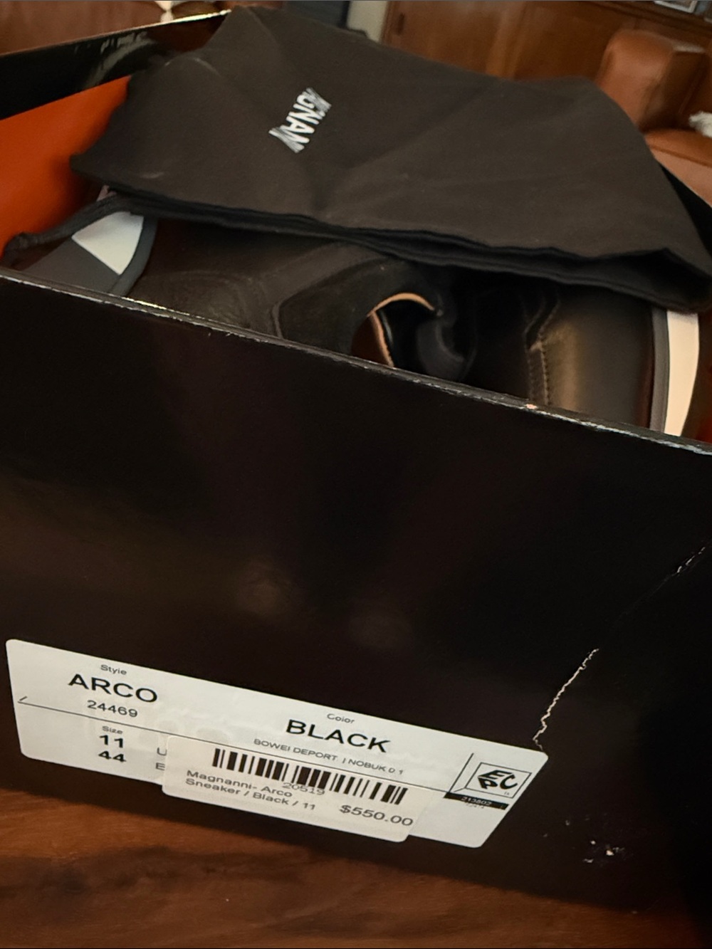 Magnanni Men’s Arco Black Leather Lace-Up Sneakers RETAIL $550 — NEW IN BOX - Picture 10 of 10
